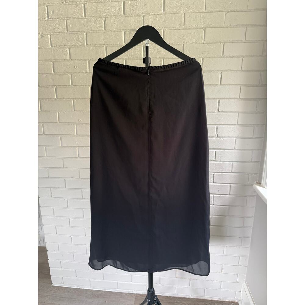 Vintage 90s Express Black Sheer Chiffon Maxi Skirt Long Minimalist 9/10 - Picture 3 of 4